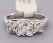 0.50 ct 14K White Gold Round Diamond Cluster Style 3-Stone Engagement Ring
