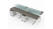 4 Person 60″ Wide Power Beam with Height Adjustable Worksurface