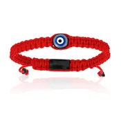 Black Lucky Evil Eye with Red Nylon Bracelet
