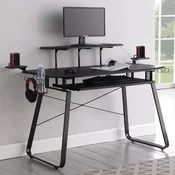 Alfie Gaming Desk with USB Ports Gunmetal — Furniture Mattress Depot