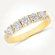 10KT Yellow Gold Five Stone Ring 0.90 CT. T.W.