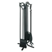5 Piece Forged Hearth Matte Black Fireplace Tool Set