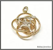 14Kt Gold Knot with Happy Rower-Paddler and Diamond Pendant