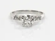 14k White Gold Natural Diamond Engagement Ring Vintage Round Brilliant Cut .25 Carat Center