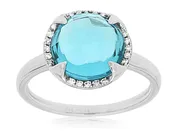 DIAMOND AND BLUE TOPAZ WHITE GOLD RING