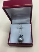 Consignment Tahitian Pearl and Sapphire Pendant