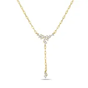 14 Karat Yellow Gold Diamond Y Necklace