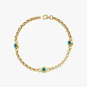 3 Evil Eye Station Bracelet in 14K Gold