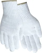 1107 String Knit Liner Gloves – White, Reversible Cotton/Poly Blend (S–L)