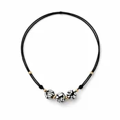 Black Talavera Necklace with Three Round Beads