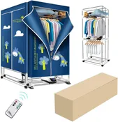 1200W Electric Clothes Dryer, Foldable Clothes Drying Rack Machine, Stainless Steel Warm Air Rack, Indoor Heated Clothes Drying Pod Cabinet, Large Capacity 15kg