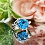 10mm Heart Cut Blue Topaz Heart Solitaire Ladies 14k White Gold Ring | Warren Jewelers