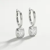 2.00ctw Cushion Lab Grown Diamond White Gold Drop Earrings