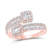 10kt Rose Gold Mens Baguette Diamond Cuff Band Ring 1 Cttw