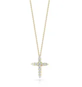 18K Yellow Gold Diamond Cross Necklace