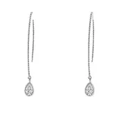 14 Karat White Gold Threader Diamond Drop Dangle Earrings