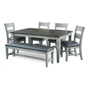 1021 6 pc dining set includes: table, 4 side chairs, 1 bench