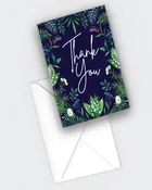 Midnight Blue Botanical Thank You Card — M & M Digital Printing