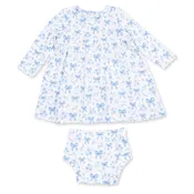 Angel Dear Blue Bows and Flowers Dress and Bloomer