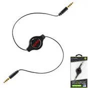 Aux / Video Cables #12 = Black Retractable 3.5mm Pin to 3.5mm Input Stereo Audio Cable