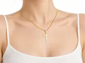 18K Gold Smooth Cross Pendant