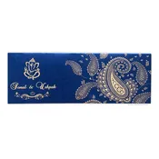 Bifold Hard Cover Dark Blue Custom Invitation Card with Multiple Inserts and Rhinestones AMH-12