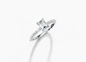 14K White Gold Emerald Cut 0.82 Carat tw of  Diamond Ring