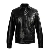 Snakeskin Trucker Jacket Black
