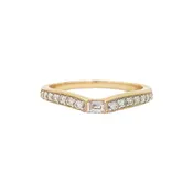 14k 0.25cttw Yellow Gold Diamond Band w/ a Baguette Center S...