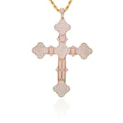 14K ROSE GOLD LARGE CROSS DIAMOND PENDANT 6.51CTW P125093R