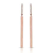 14kt Rose Gold Matte Finish Diamond Drop Earrings (1/10 ctw)