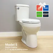 Toilet: MODEL S. Original  (Regular Trapway). Extra Tall 20-21". Elongated