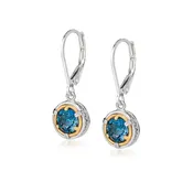 AT 802CT-LB LONDON BLUE TOPAZ MINI TWO TONE DANGLE EARRINGS
