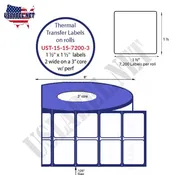 1.5''x1.5''Thermal Transfer/inkjet 2 wide Labels on a 3 ''Core 8 ''OD