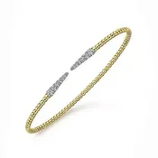 14K Yellow Gold Bujukan Bead Cuff Bracelet with Diamond Pave Spikes