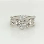 14K Bezel Set Diamond Stacked Band