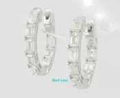 2 ct 14K White Gold Emerald Cut Diamond Inside Out Oval Hoop Earrings 17mm