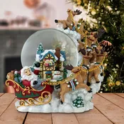 120MM Christmas Santa with Reindeer Musical Snow Globe