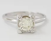 0.43 Antique Vintage 14K Transitional Cut Diamond Solitaire Engagement Ring