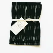 Black Grey Kitchen Tea Towel Handwoven Cotton Ikat Arrow Stripe