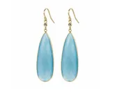 14k Blue Chalcedony Sapphire Dangle Earring (20.10 cts. tw)