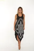 Asymmetrical dress with tattoo print Style #7373