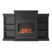 Ameriwood Home Lamont Electric Fireplace with Mantel and Side Bookcases