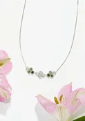 Green Tourmaline and Blue Zircon clover necklace #5268-B-S — Michelle Pressler Jewelry