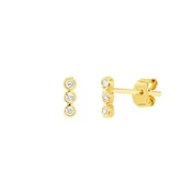14k Diamond Trio Line Studs