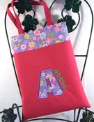 Personalized hot pink Girls purse - Custom applique with flower  trim