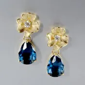 Blue Velvet - London Blue Cubic Zirconia Earrings - Gold