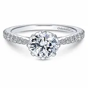 14k White Gold Round Straight