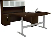 Espresso Standing Desk & Credenza