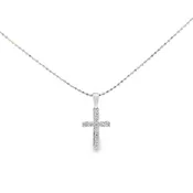 0.10 CTW Diamond 14K White Gold Cross Pendant Necklace